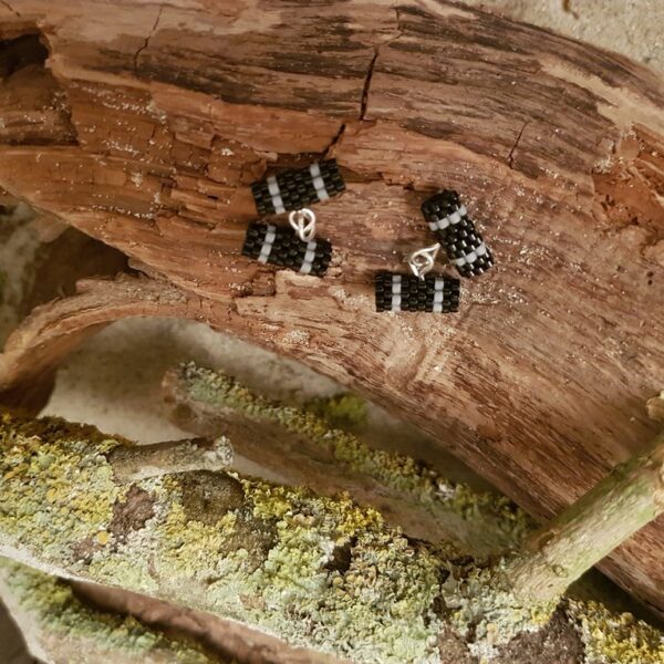 Boutons de manchette Tissage Noir et Gris