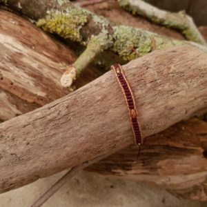 Bracelet wrap marron lien de cuir naturel – Mini perles et perles ovales