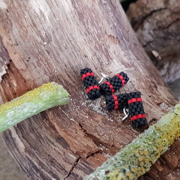Boutons de manchette Tissage Noir et Rouge