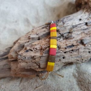 Bracelet  Rectangle – Iroquois Kaki – Perles carrées – Kaki, Ocre, Jaune, Brique, Bronze, Orange, Rouge