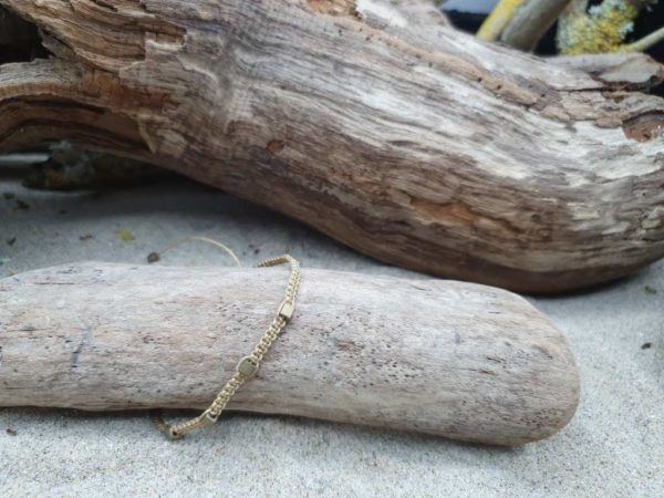 Bracelet Macramé fin – fil sable - gros cubes bronze