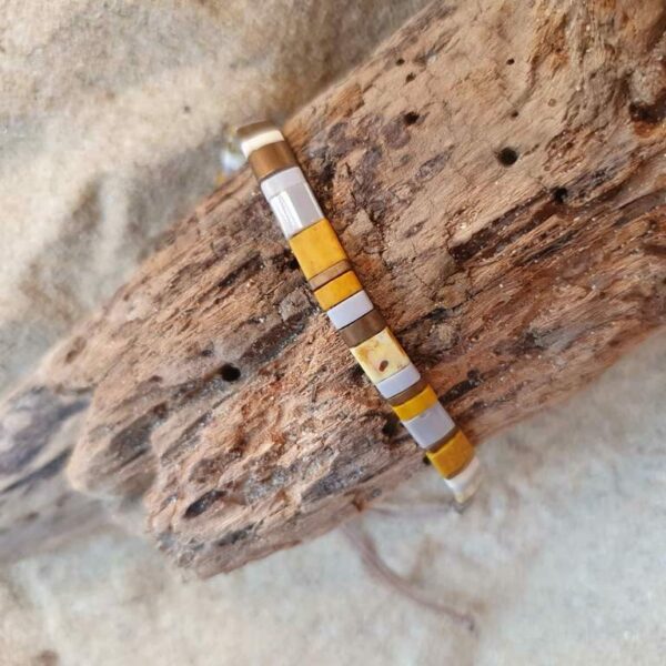 Bracelet  simple rang  – Naturel – Ocre, Bronze, Ecru, Gris, Marbré
