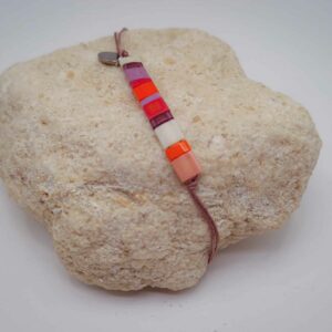 Bracelet rectangle – perles carrées – Sucre d’Orge – Perles carrées – Écru, Rose, Mauve, Violet, Orange (Copie)