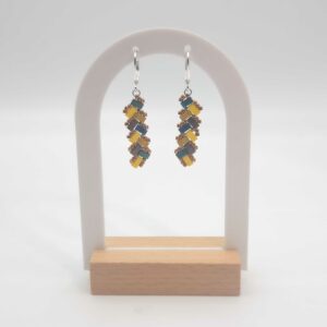 Boucles d’Oreilles Pendantes Perles carrées Ecailles de Dragons – Aztèque