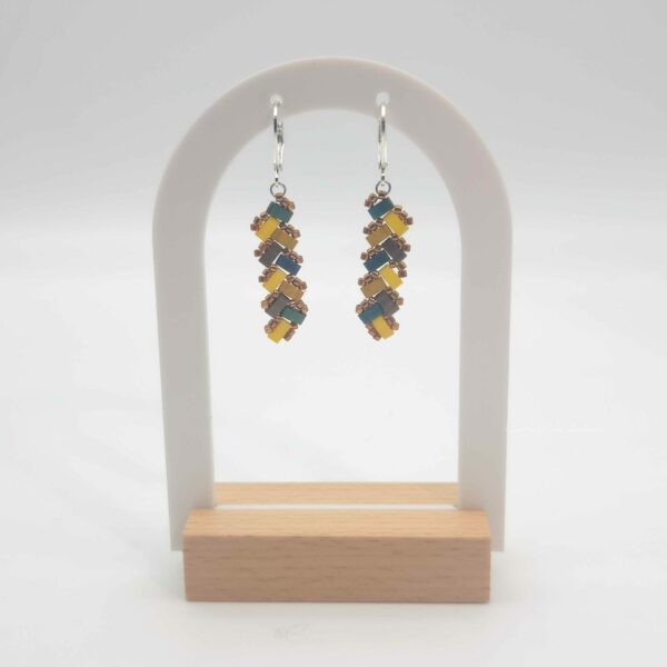 Boucles d’Oreilles Pendantes Perles carrées Ecailles de Dragons – Aztèque