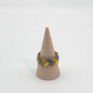 Bague Ecailles de Dragon simple perles carrées – Aztèque