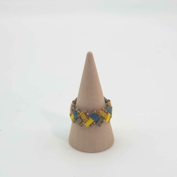Bague Ecailles de Dragon simple perles carrées – Aztèque
