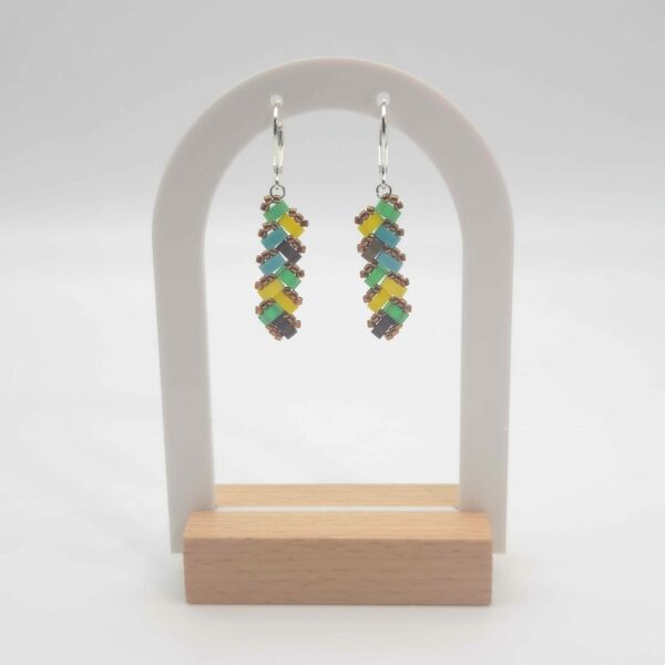 Boucles d’Oreilles Pendantes Perles carrées Ecailles de Dragons – Bahia