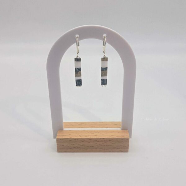 Boucles oreilles Pendantes – Himalaya – Perles carrées