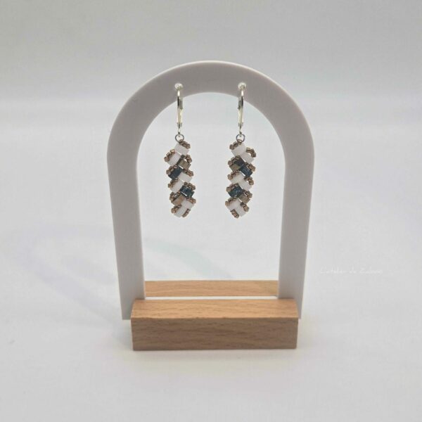 Boucles oreilles Pendantes Ecailles de Dragon – Perles carrées – Himalaya