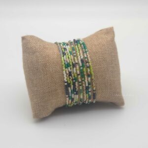 Ensemble de bracelets simple rang – minis perles sur câble – Chlorophylle