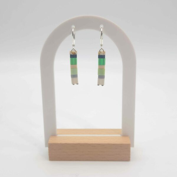 Boucles oreilles Pendantes – Perles carrées – Chlorophylle
