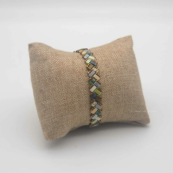 Bracelet  Ecailles de Dragon Simple- Perles carrées – Chlorophylle