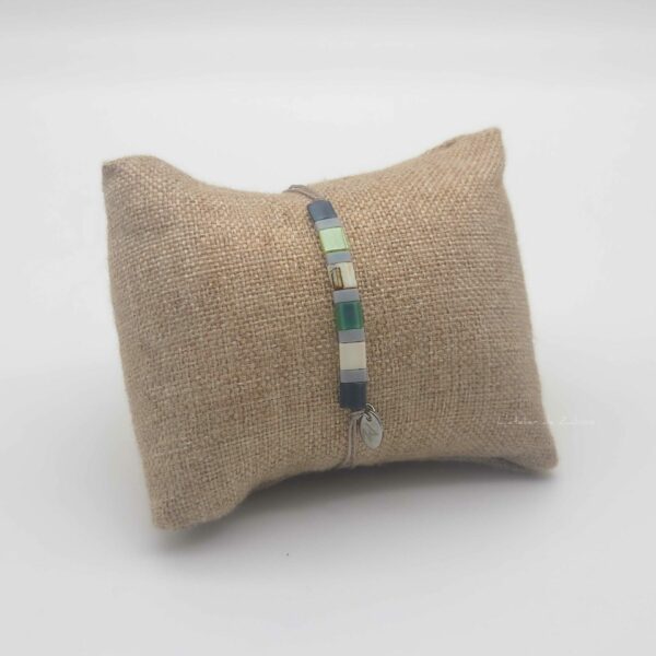 Bracelet rectangle – Perles carrées – Chlorophylle – Harmonie