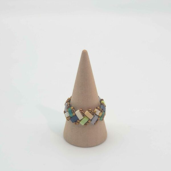 Bague Ecailles de Dragon simple perles carrées – Chlorophylle