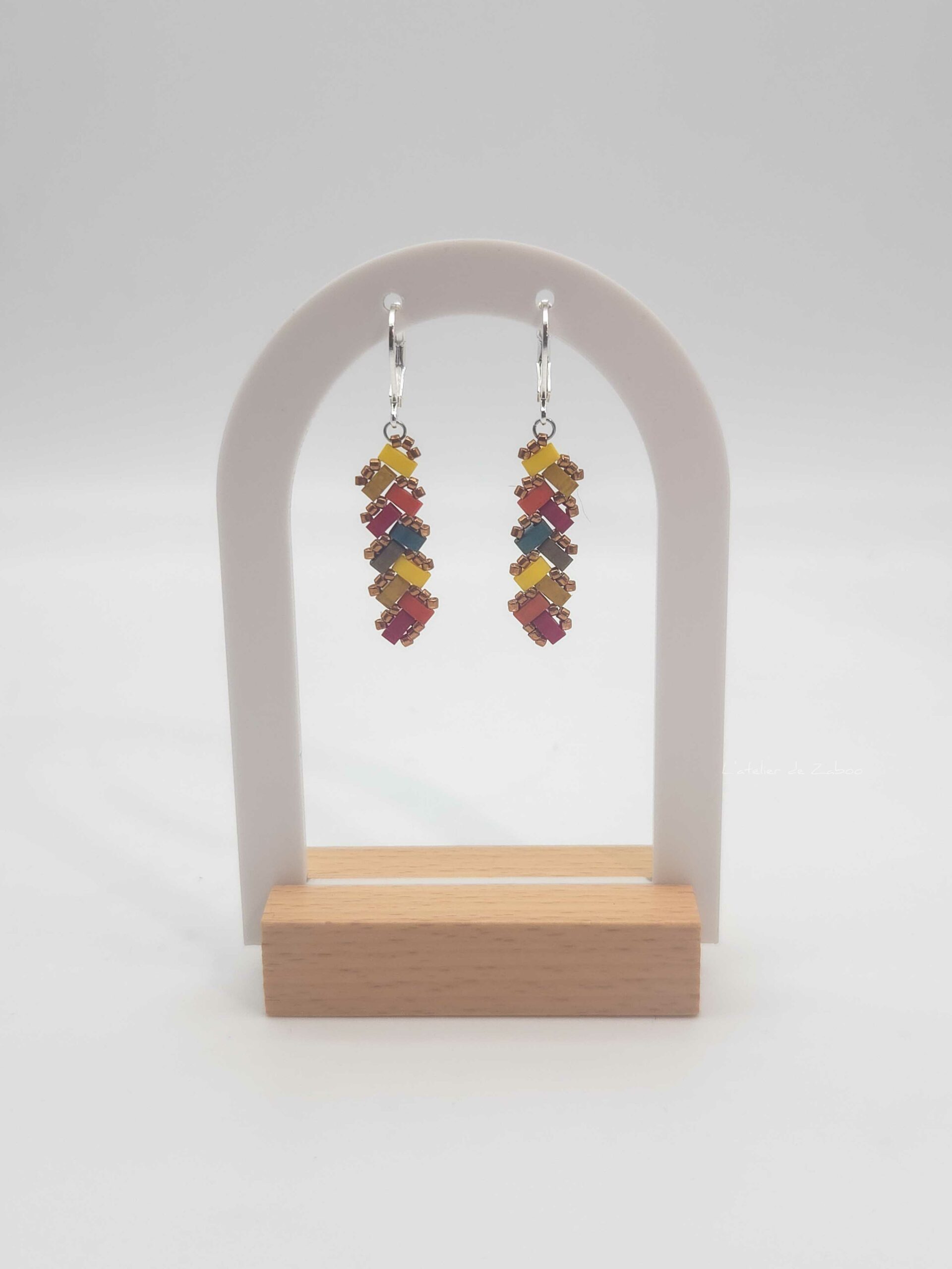 Boucles d’Oreilles Pendantes Perles carrées Ecailles de Dragons - Iroquois
