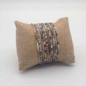 Ensemble de bracelets simple rang – minis perles sur câble – La vie en rose