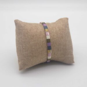 Bracelet  simple rang  – La Vie en Rose – Rose Ecru Ardoise et Doré