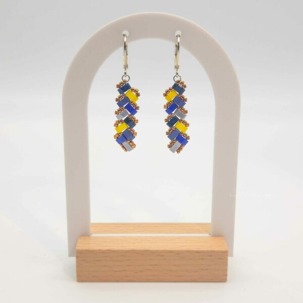 Boucles d’Oreilles Pendantes Perles carrées Ecailles de Dragons Pagolin