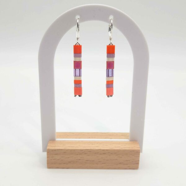 Boucles d’Oreilles Pendantes – Perles carrées – Sucre d’orge