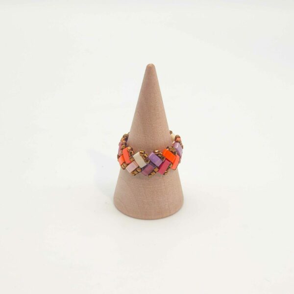 Bague Ecailles de Dragon simple perles carrées – Sucre d’orge