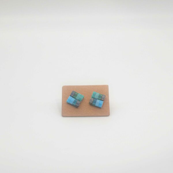Boucles oreilles Puces – Perles carrées – Lagon
