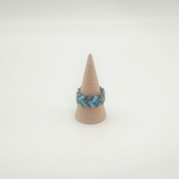 Bague Ecailles de Dragon simple perles carrées – Lagon