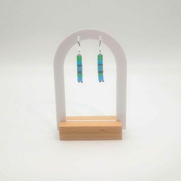 Boucles d’Oreilles Pendantes – Perles carrées – Lagon