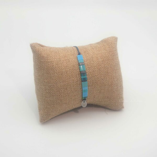 Bracelet  Rectangle – Perles carrées –  Lagon – Sauvage