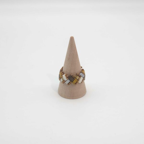 Bague Ecailles de Dragon simple perles carrées – Naturel