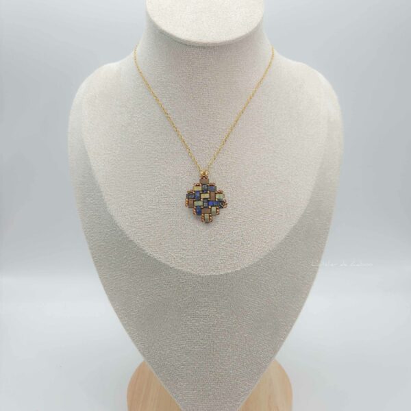 Pendentif losange Plume de paon