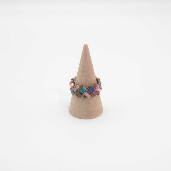 Bague Ecailles de Dragon simple perles carrées – Hortensia