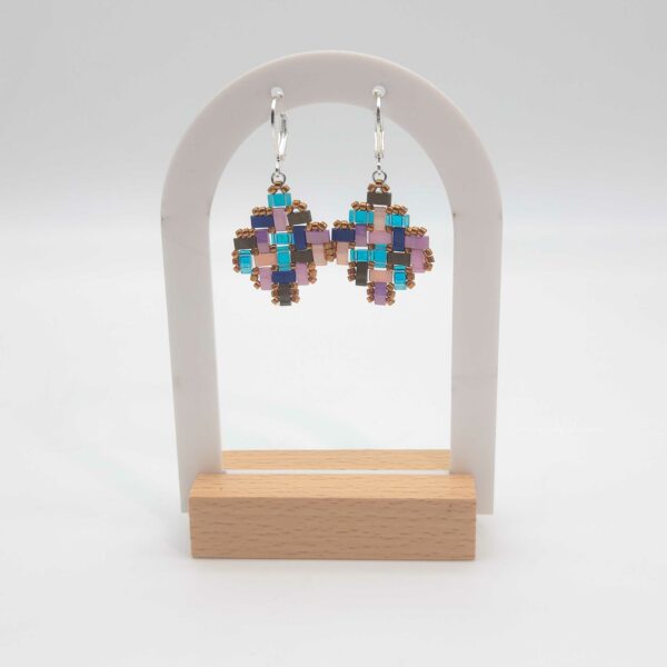 Boucles d’Oreilles Pendantes Losange – Hortensia