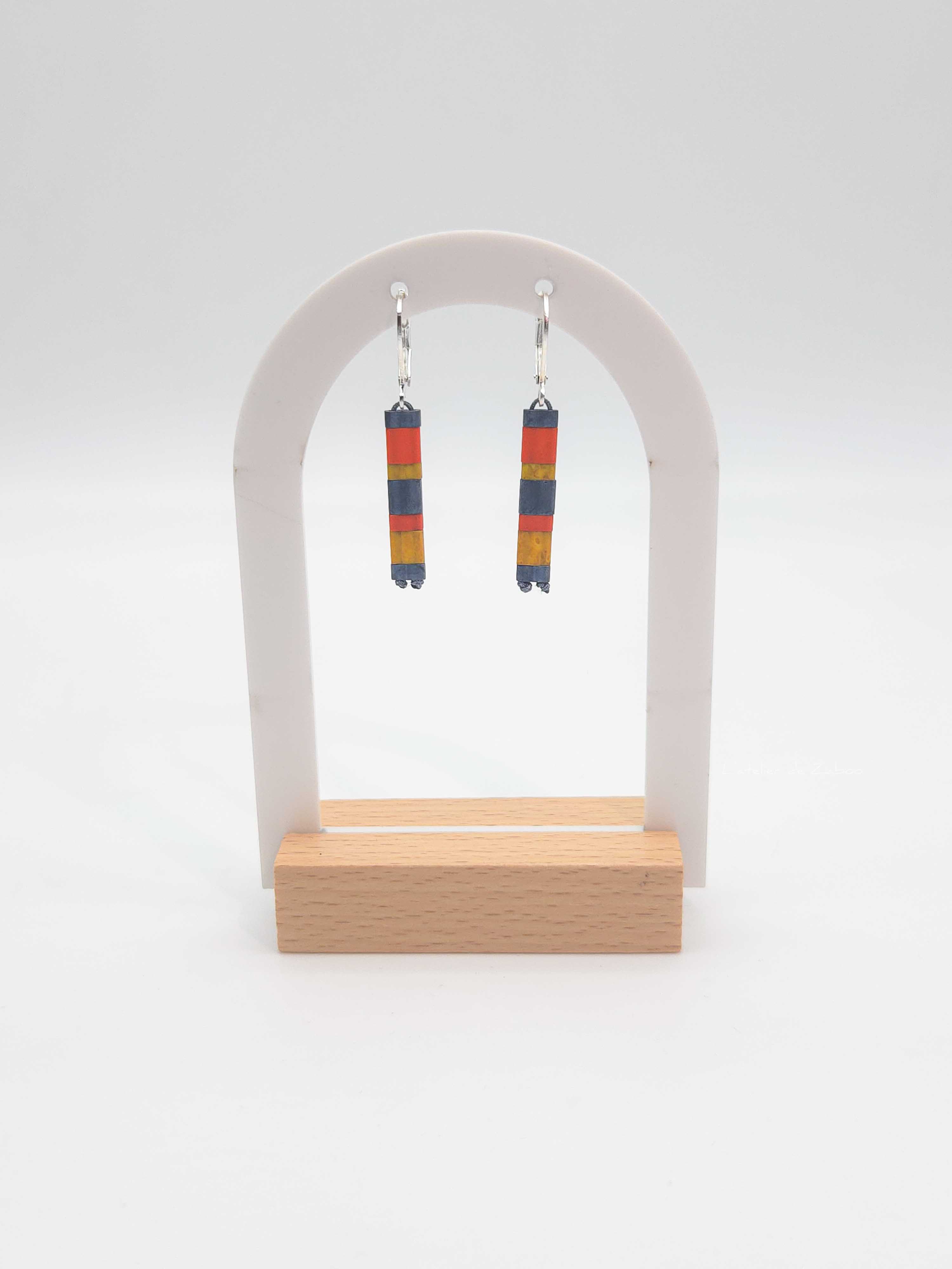 Boucles d’Oreilles Pendantes - Perles carrées - Savane