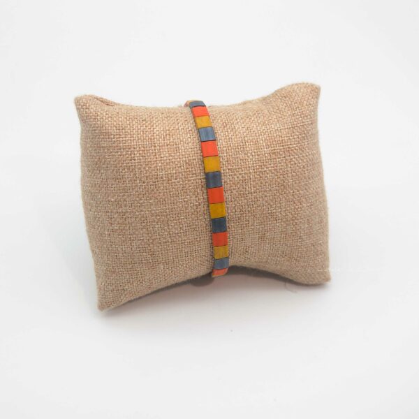 Bracelet simple rang – perles carrées – Savane – Harmonie